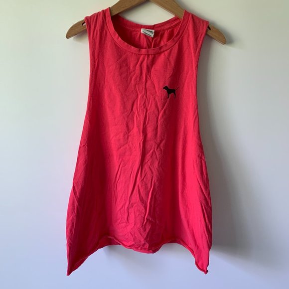 VS PINK Muscle Logo Raw Hem Tank Top - Picture 1 of 3